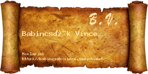 Babincsák Vince névjegykártya